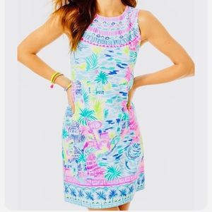 EUC Lilly Pulitzer Multicolor Private Island Engineered Gellar Shift Dress L